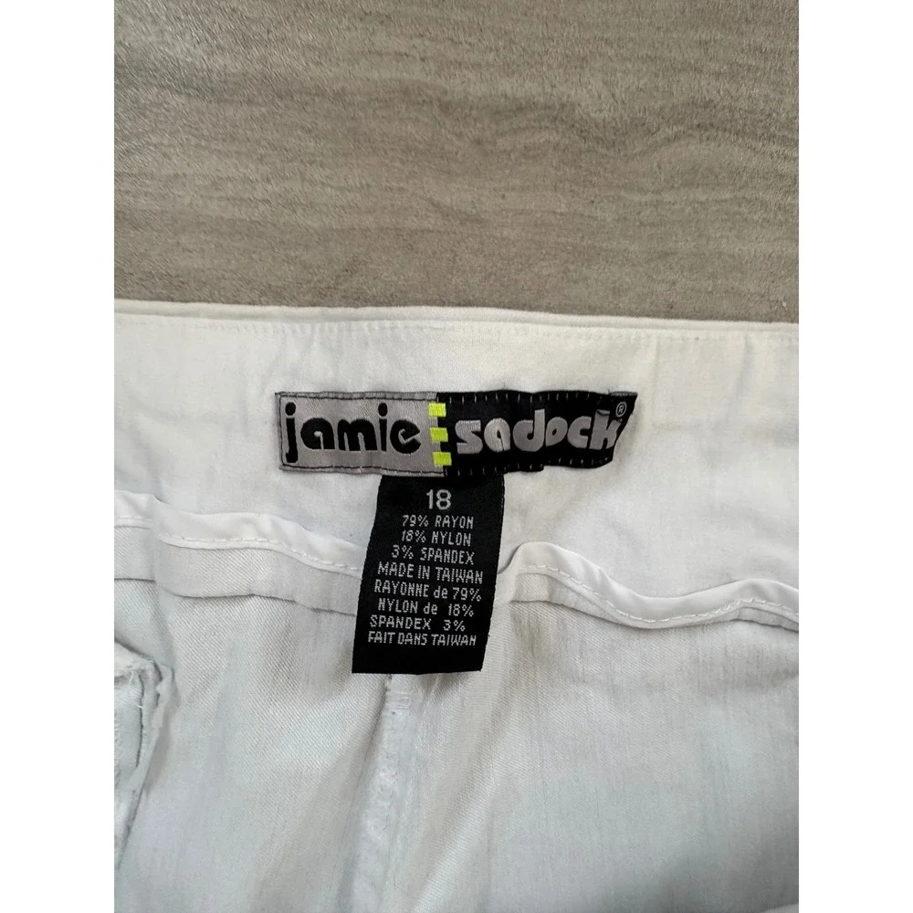Jamie Sadock Womens White Capri Golf Pants Size 18 Stretch Cropped Button Hem